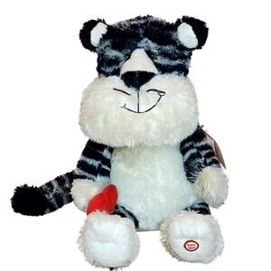 Hallmark Leonardo Cat Valentines Plush Black White Stuffed Animal Sound Motion